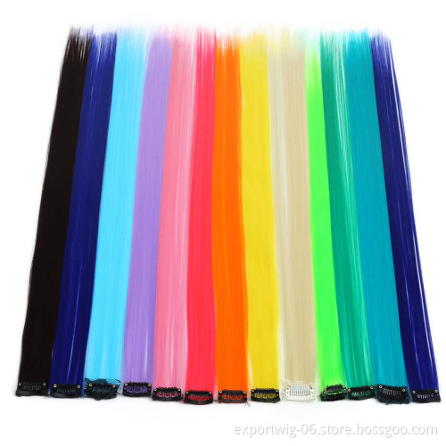Hair Clip in Colored Hair Extensions Colorful Hair Extensions 20 inches Straight Synthetic Braiding Hairpieces For party